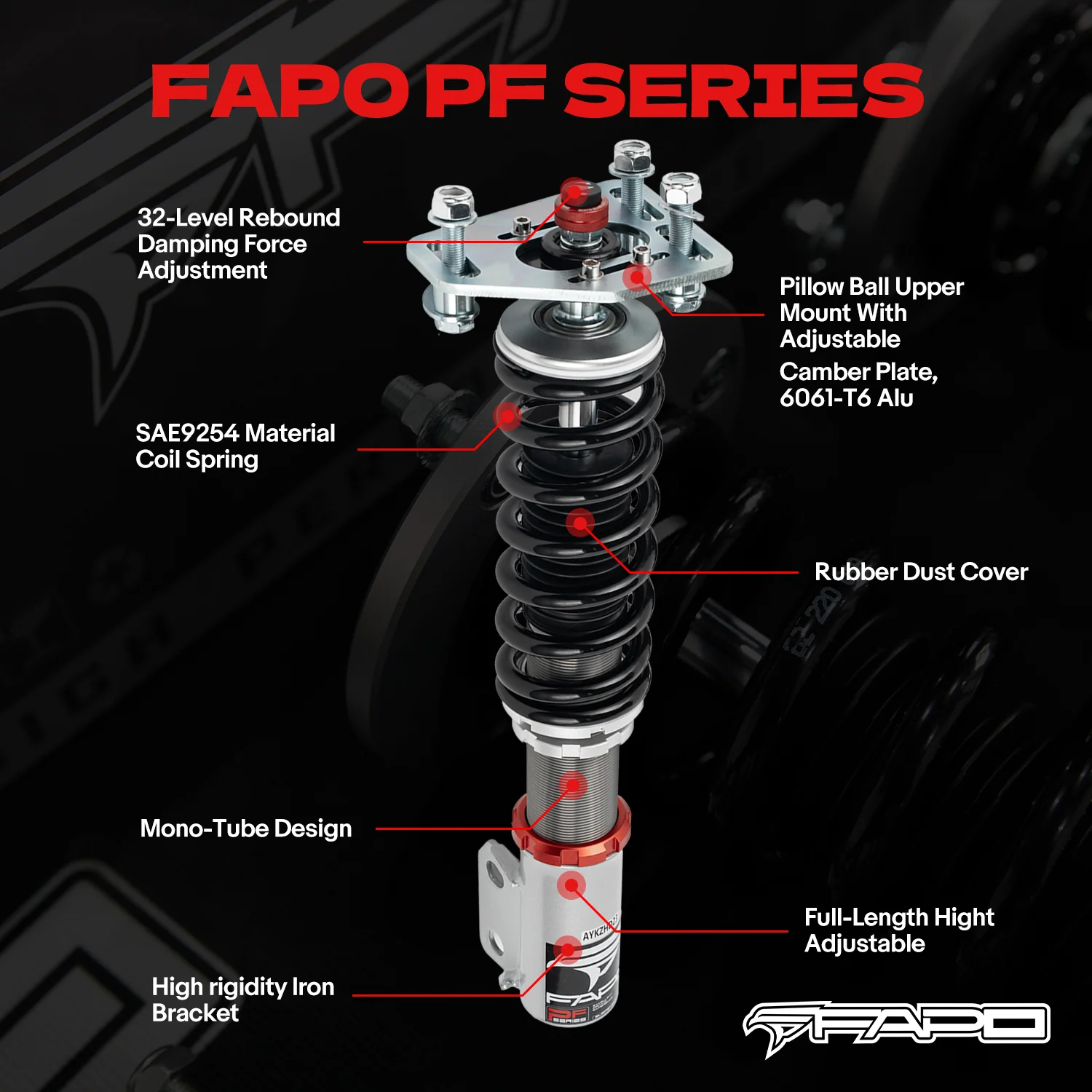 32-stopniowe zawieszenie gwintowane Do Ford Fairmont 1981-1983 & Mustang 3rd Gen 1979-1993 PF017130 - zdjęcie 2