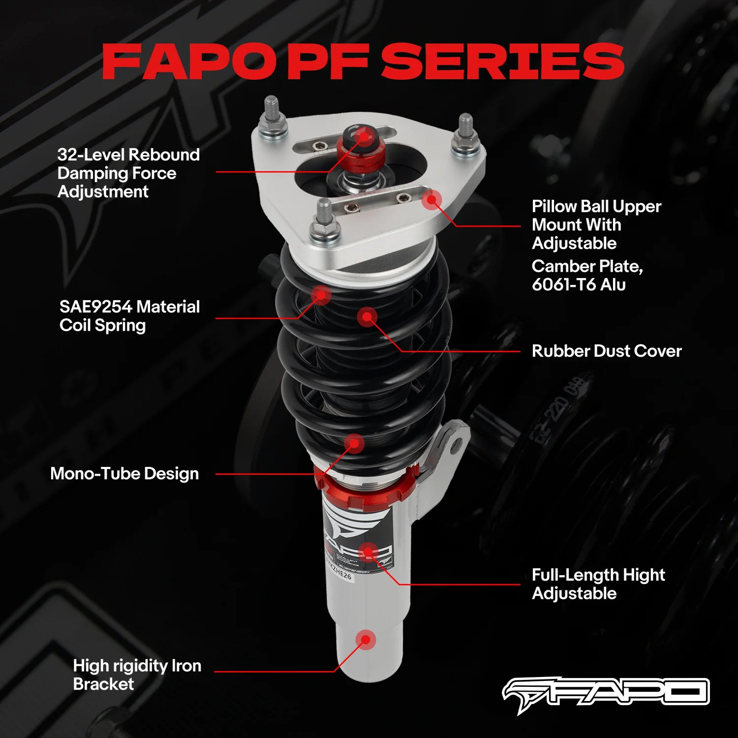 32-Way Adjustable tłumienie Zawieszenie gwintowane do Volkswagen Jetta MK7/A7/MQB 2019+ & Golf GTI MK7/A7/MQB 2012-2020 PF004830 - zdjęcie 2