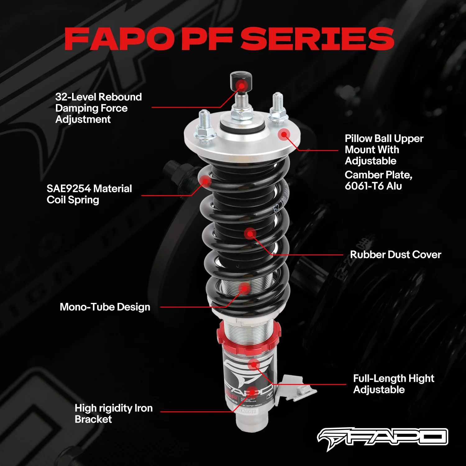 32-stopniowe zawieszenie gwintowane Do HONDA CIVIC 1988-2000 INTEGRA 1990-2001 PF002420 - zdjęcie 2