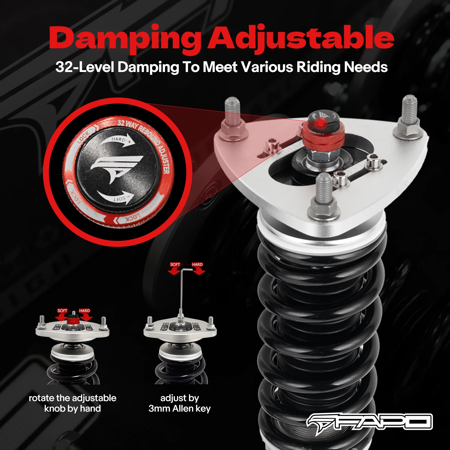 32-Way Adjustable tłumienie Zawieszenie gwintowane do Ford Mustang 6th Gen 2.3T/5.0L (without electronic tłumienie) S550 2015-2023 PF027430 - zdjęcie 4