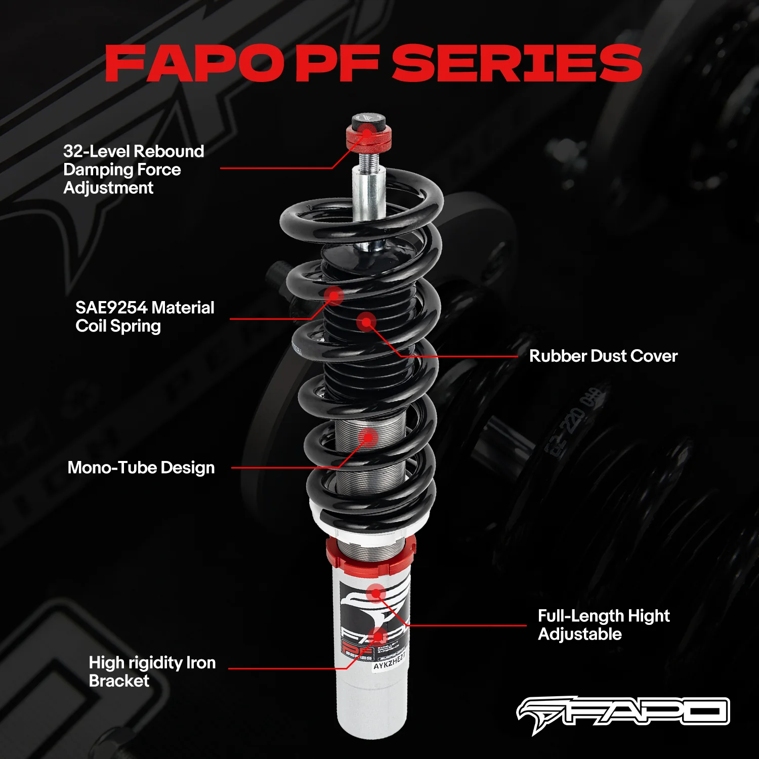 32-Way Adjustable tłumienie Zawieszenie gwintowane do Audi A4 4th Gen FWD B8/8K 2008-2016 & Audi A5/Sportback AWD B8 2007+ PF014330 - zdjęcie 2