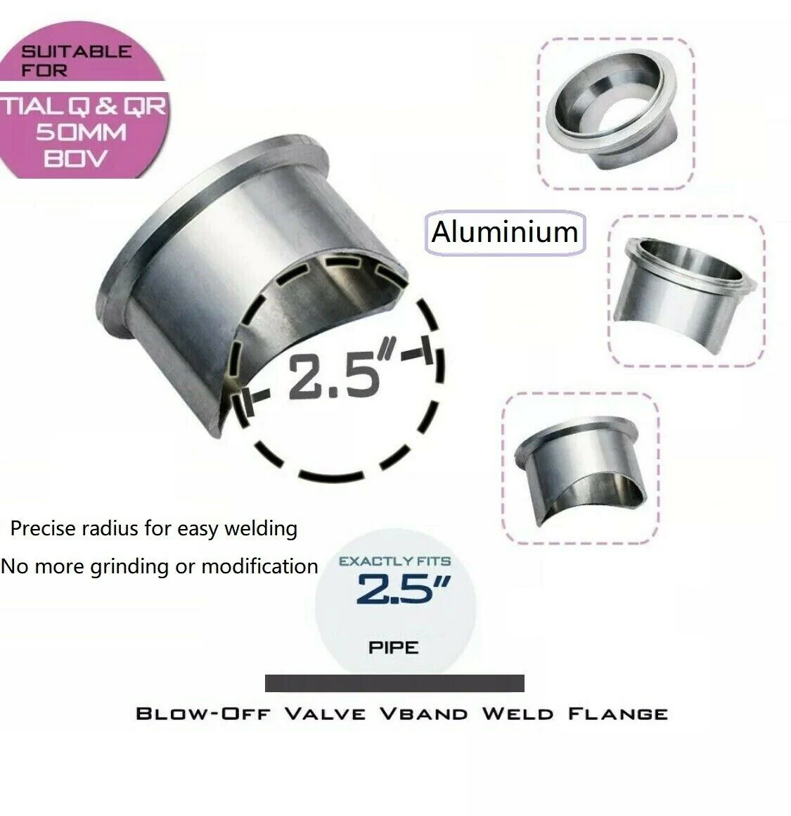 FAPO V Band Weld on Flange Do Tial 50mm Blow Off Valve BOV rura dolotowa Q QR Alu - zdjęcie 2