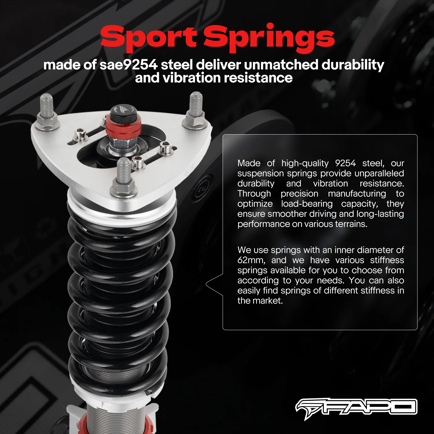 32-Way Adjustable tłumienie Zawieszenie gwintowane do Ford Mustang 6th Gen 2.3T/5.0L (without electronic tłumienie) S550 2015-2023 PF027430 - zdjęcie 8
