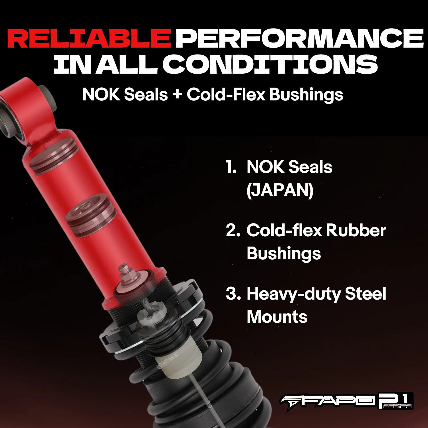FAPO Front 2.5-3.5 in Lift Struts Do Nissan Frontier 2005-2022 PA192111 - zdjęcie 7