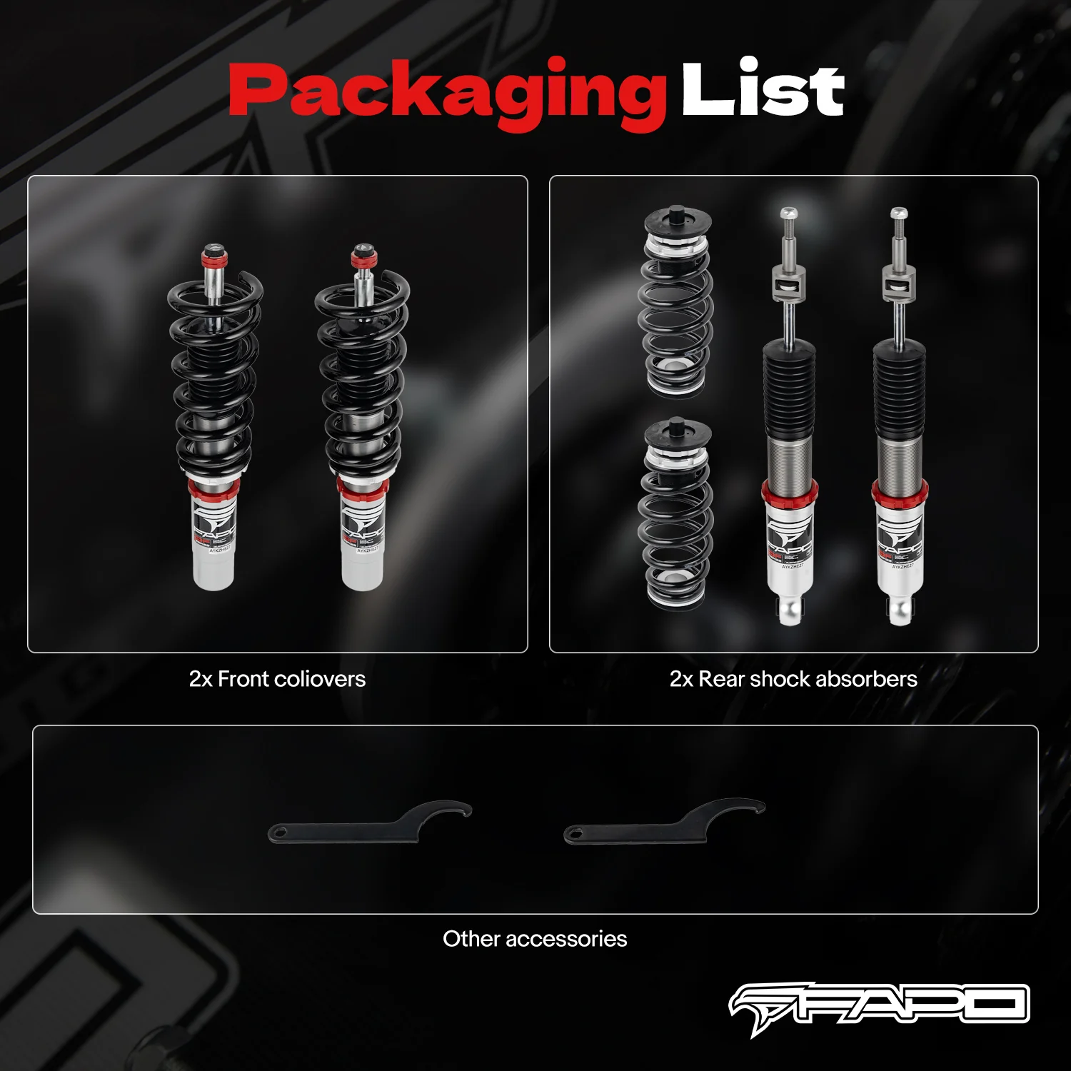 32-Way Adjustable tłumienie Zawieszenie gwintowane do Audi A4 4th Gen FWD B8/8K 2008-2016 & Audi A5/Sportback AWD B8 2007+ PF014330 - zdjęcie 10