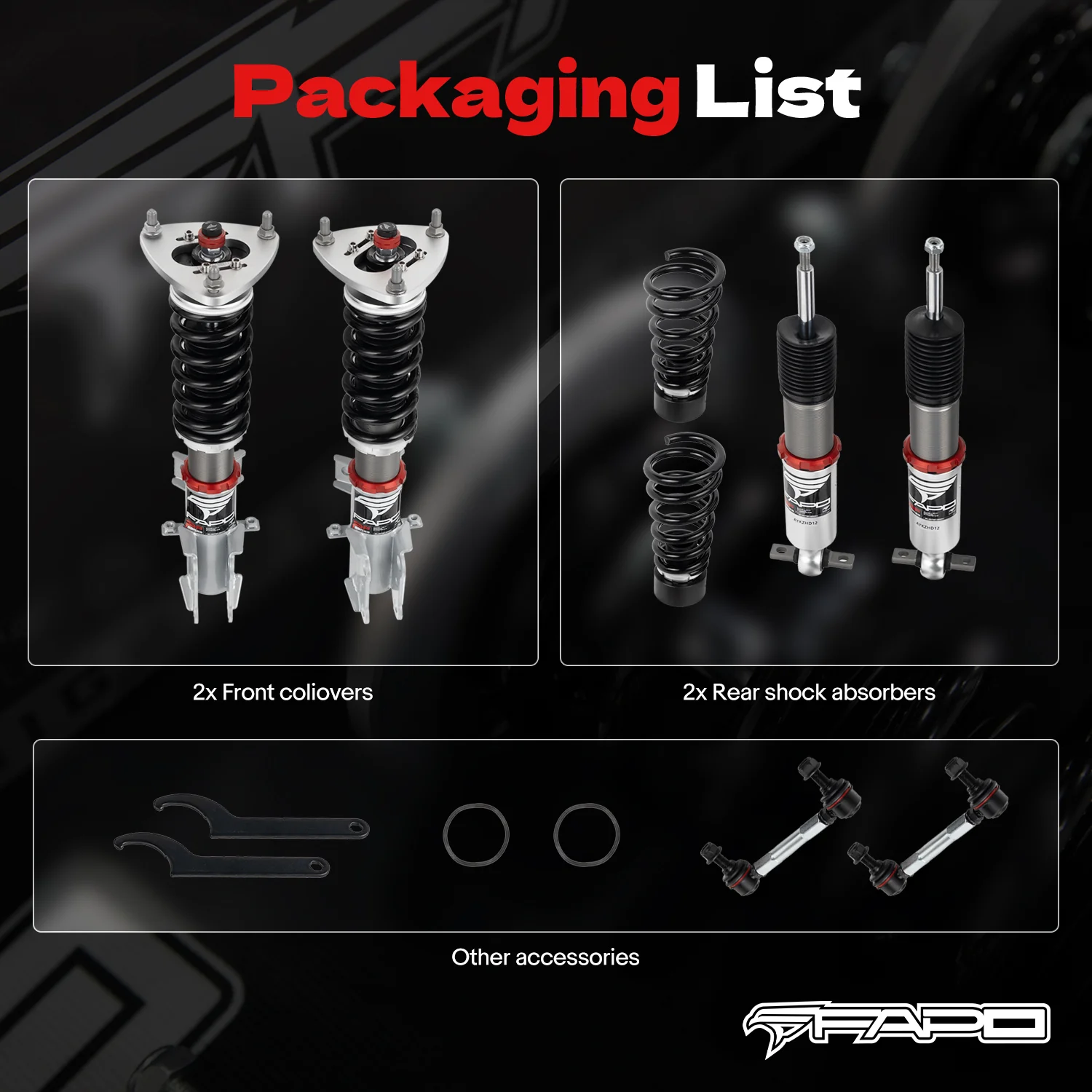 32-Way Adjustable tłumienie Zawieszenie gwintowane do Ford Mustang 6th Gen 2.3T/5.0L (without electronic tłumienie) S550 2015-2023 PF027430 - zdjęcie 11